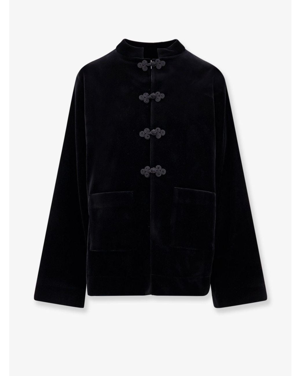 Rohe Black Velvet Blazer With Pankou Closure