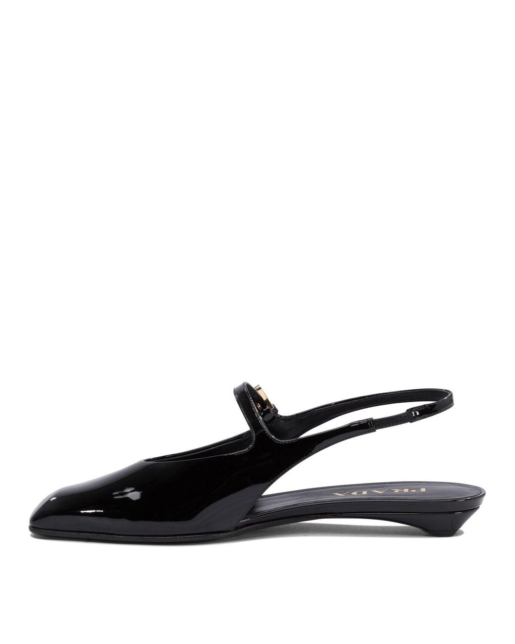 Prada Black Patent Leather Slingback Ballet Flats