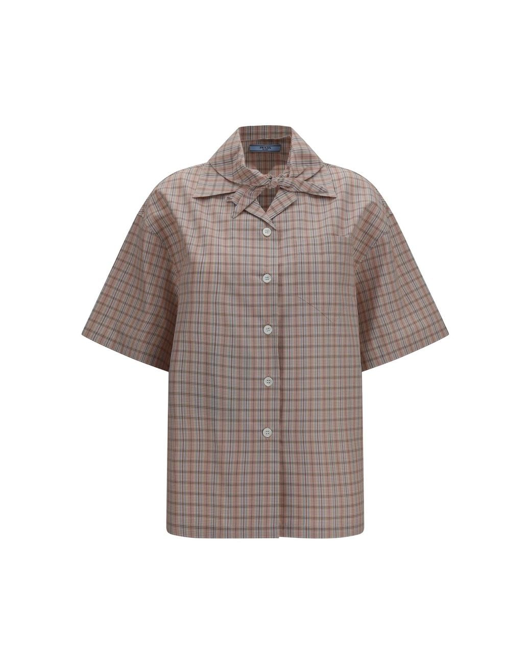 Prada Gray Short-Sleeved Check Shirt