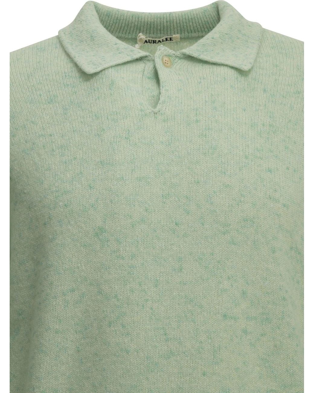 Auralee Green Cashmere Polo Sweater for men