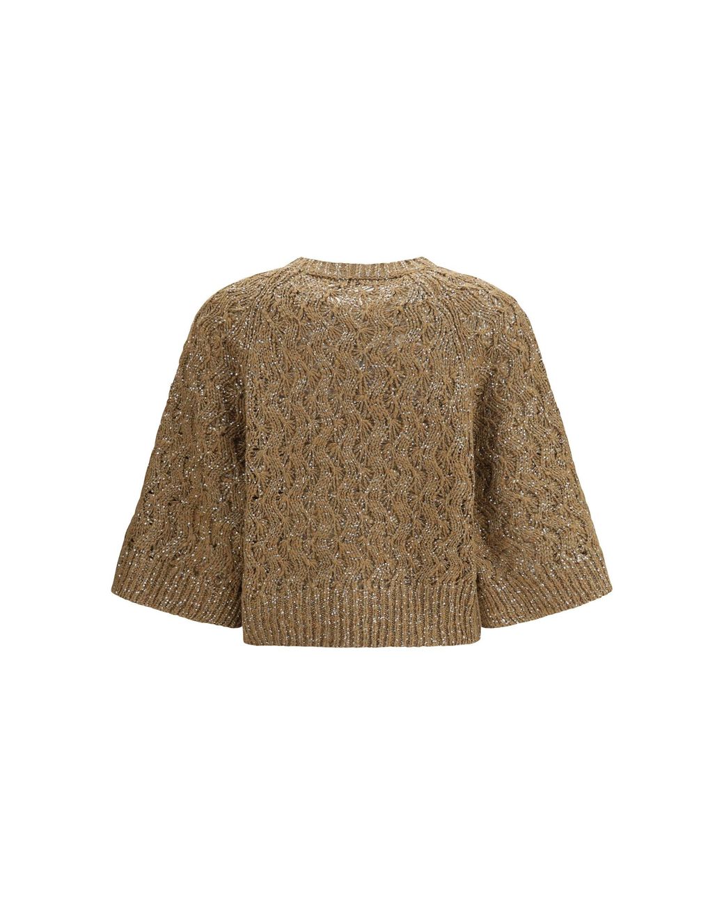 Brunello Cucinelli Natural Open-Knit Construction Sweater