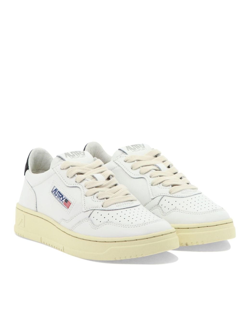 Autry White "Medalist Low Crystal" Sneakers