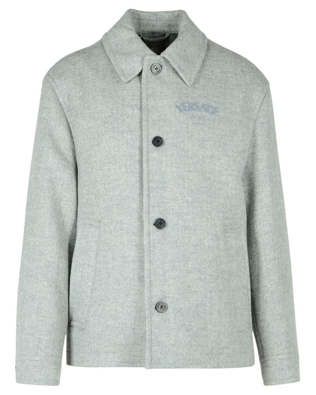 Versace Gray Wool Jacket for men