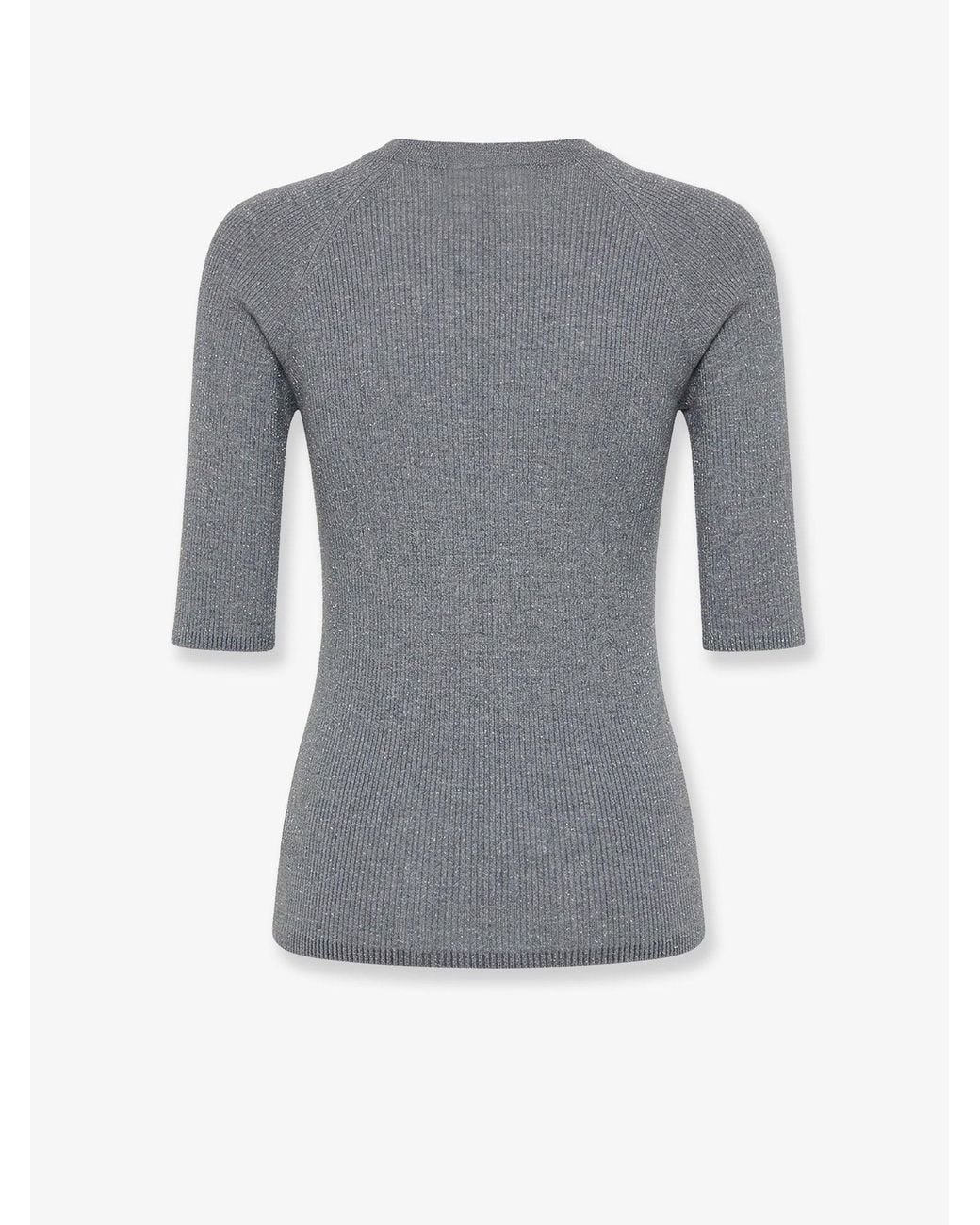 Brunello Cucinelli Gray Cashmere And Viscose Blend Lurex Sweater