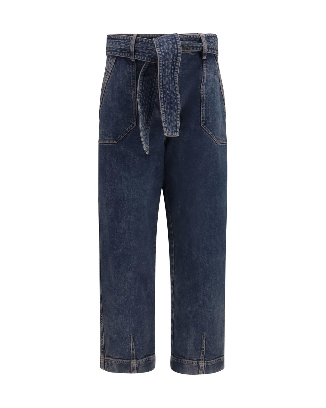 Giorgio Armani Blue Wide-Leg Jeans With Belt