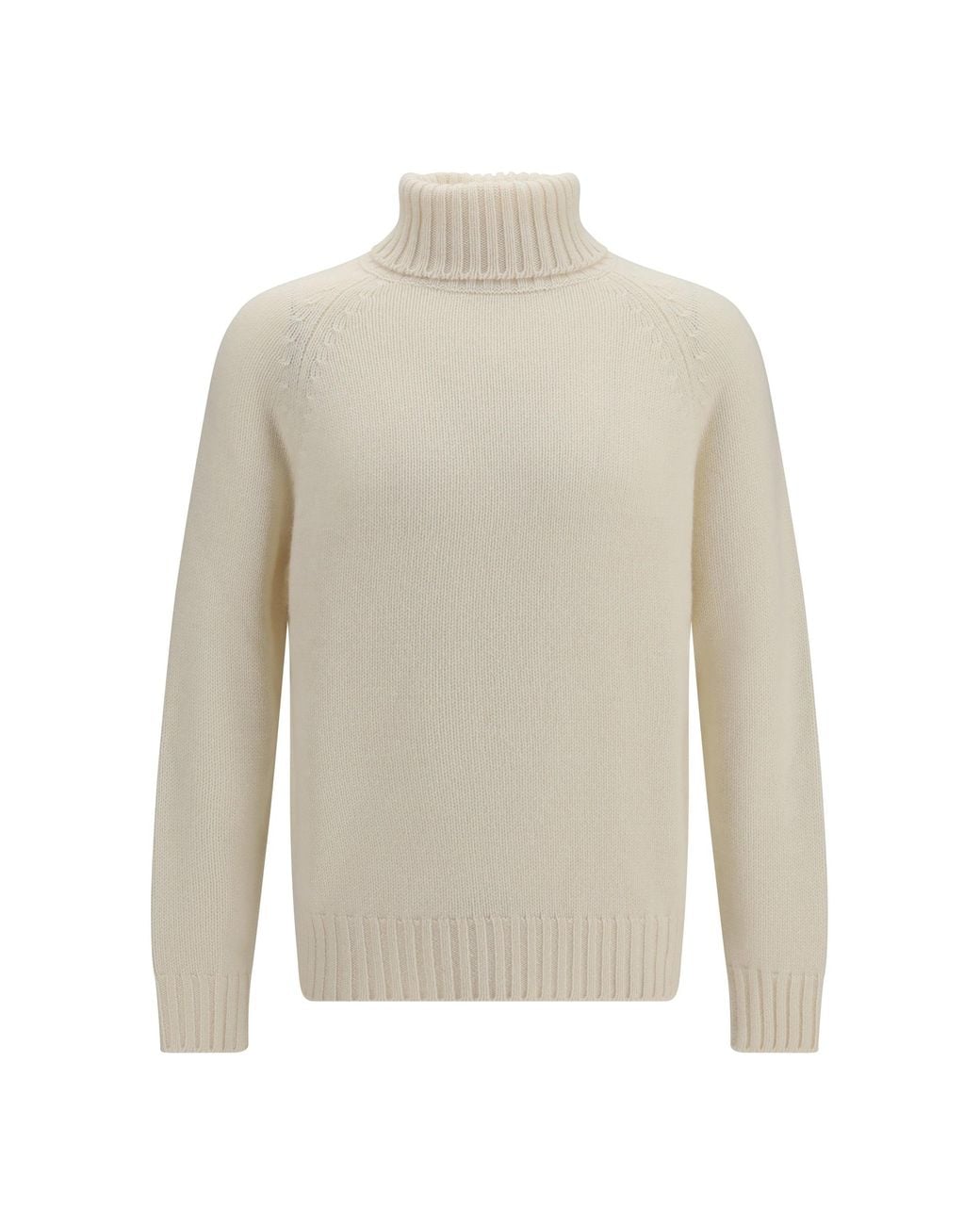 Umit Benan White Cashmere Turtleneck Sweater Off for men
