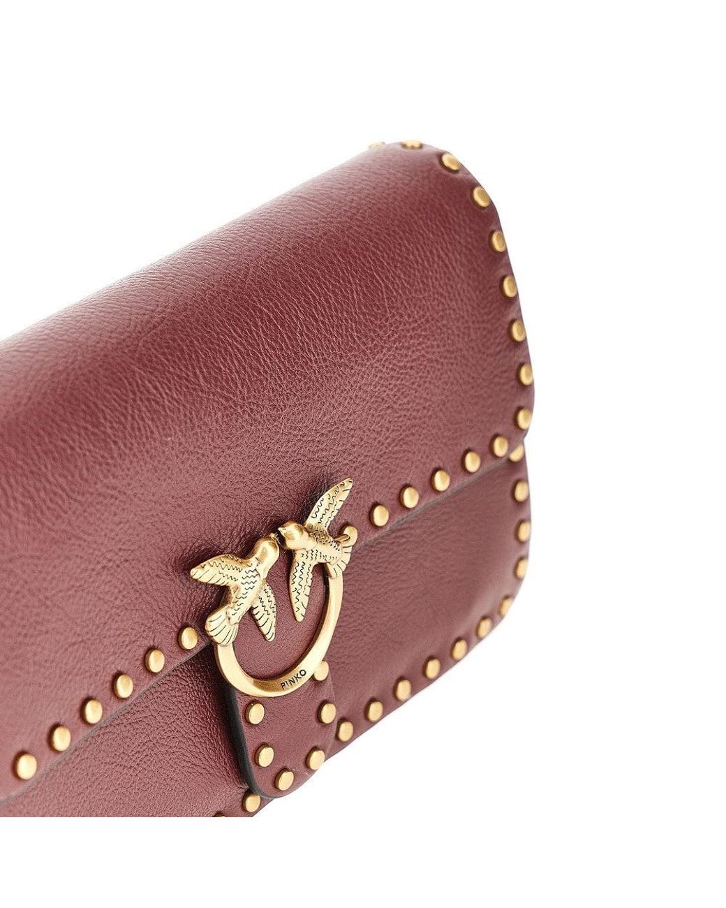 Pinko Purple Small 'Love One Slouchy' Bag With Studs