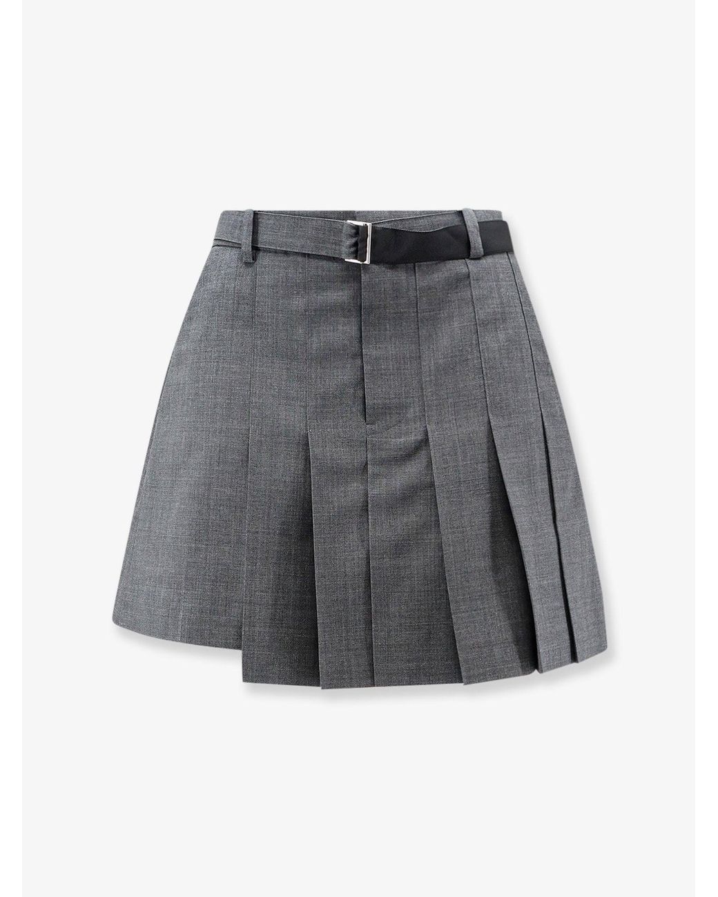 Sacai Gray Pleated Wool Shorts