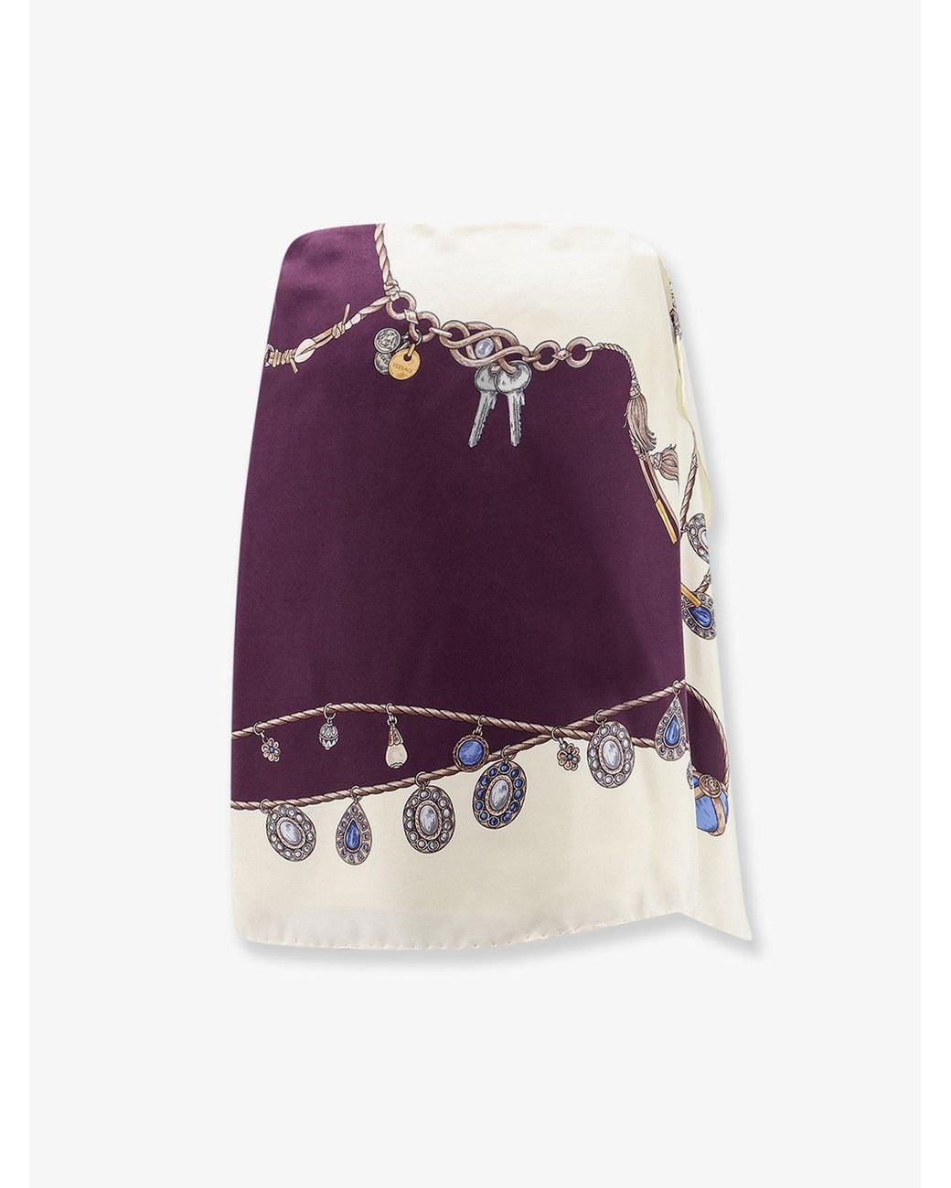 Versace Purple Printed Silk Twill Miniskirt