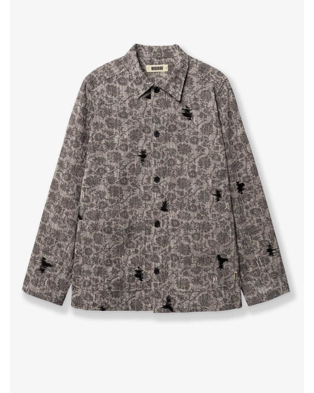 Woodbird Gray Shirt Jacket With Melange Inlay for men