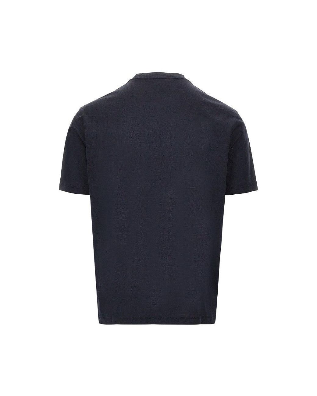 Emporio Armani Blue Lyocell And Cotton Blend T-Shirt With Logo for men