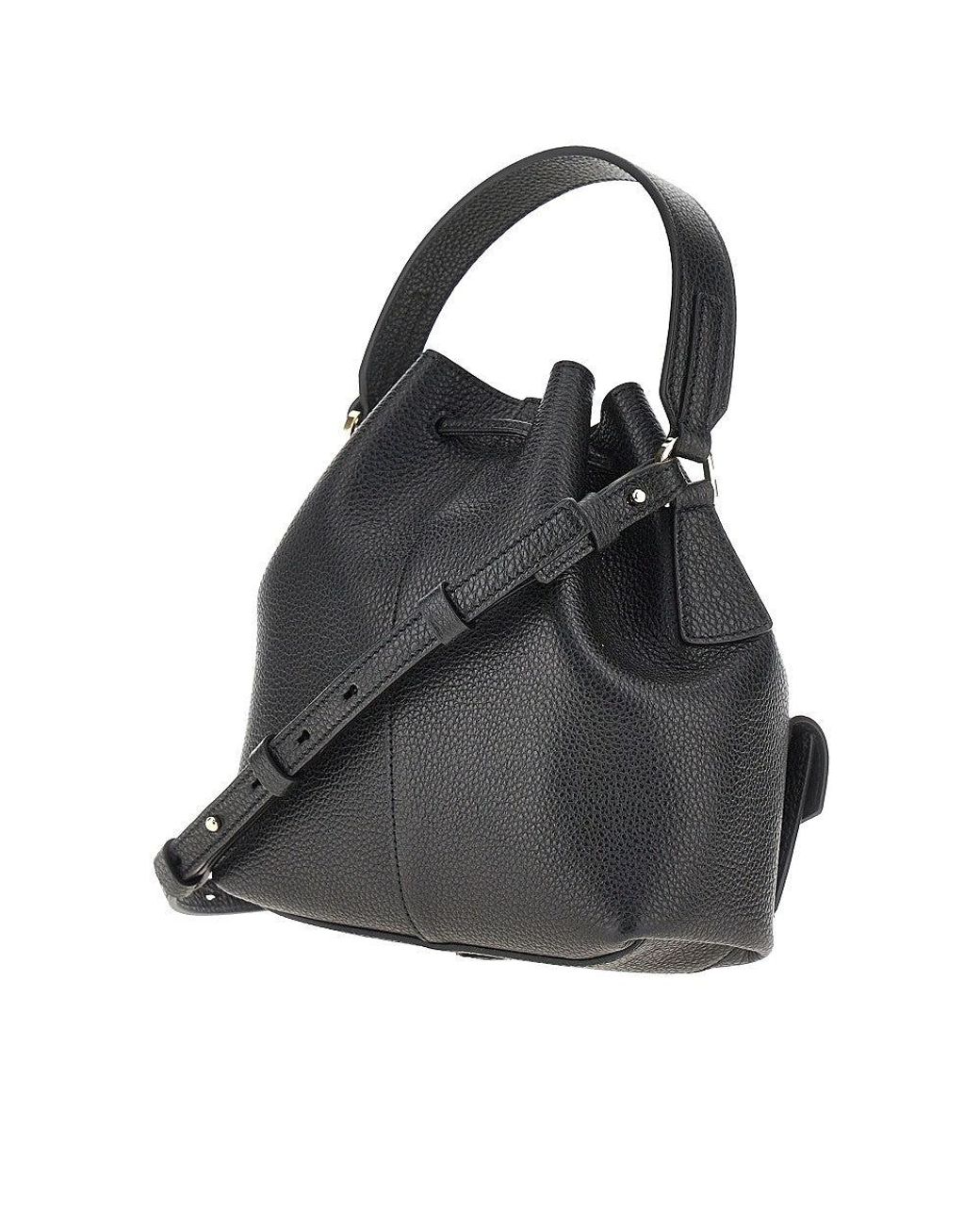 Ferragamo Black Grained Leather Multipocket Bucket Bag