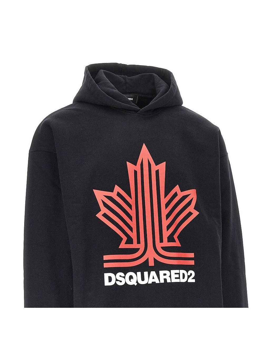DSquared² Black Felpa Con Cappuccio 'Ski Leaf' for men