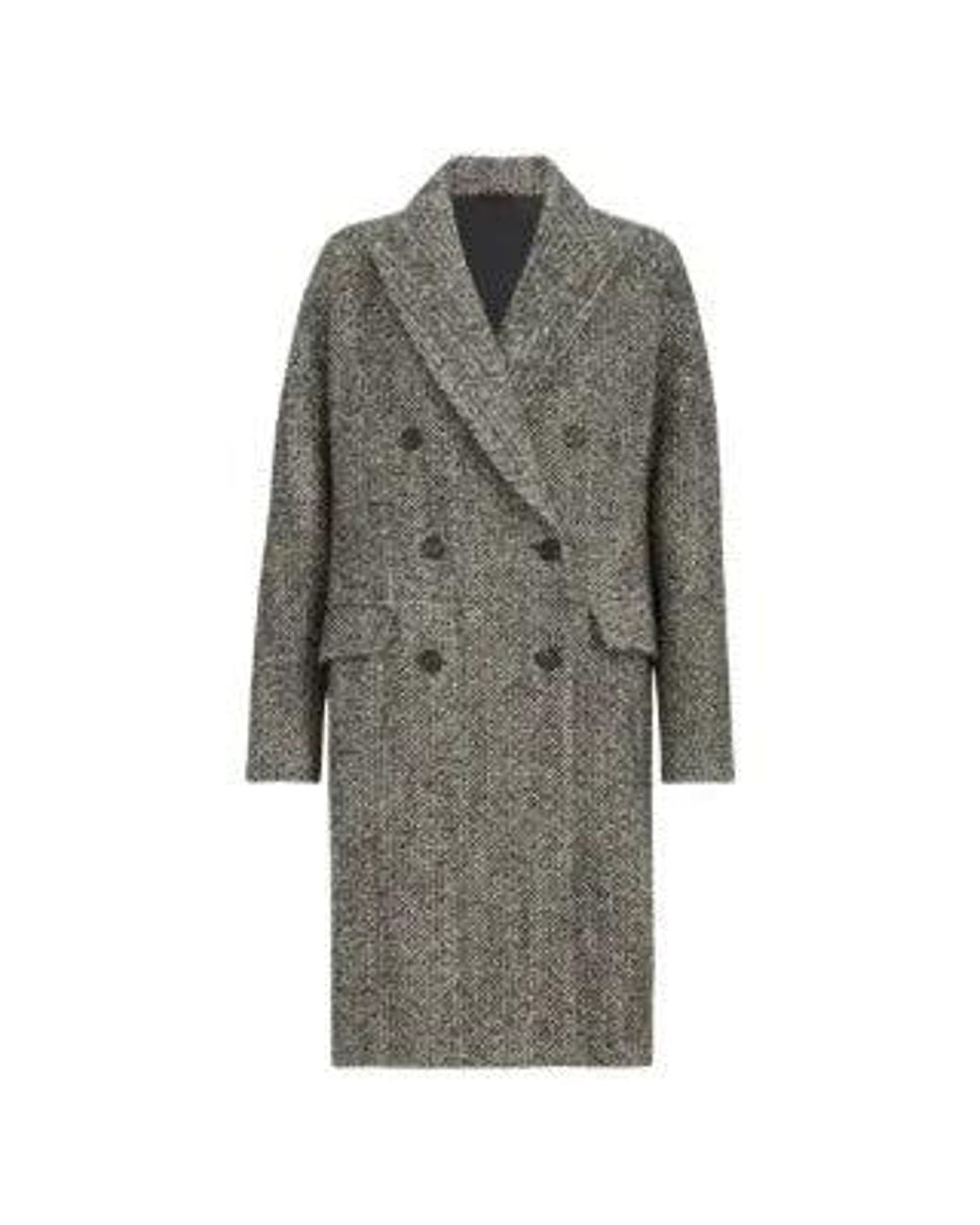 Brunello Cucinelli Gray Double-Breasted Chevron Coat