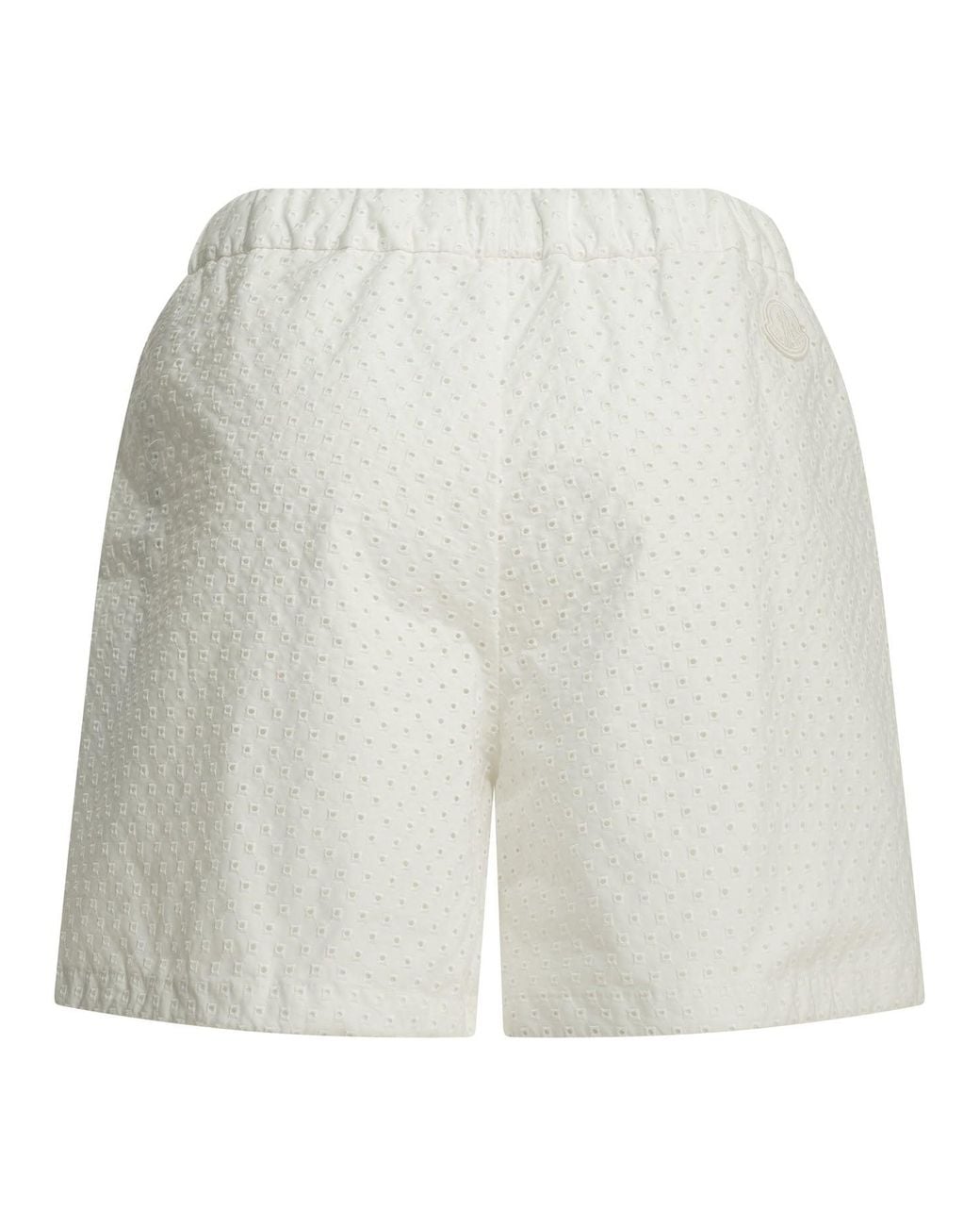 Moncler White Cotton Shorts With Laces