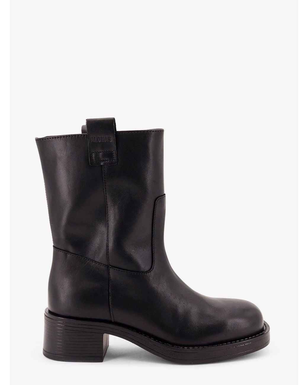 Alohas Black Rajan Leather Ankle Boots