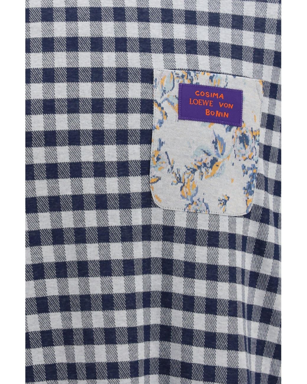 Loewe Blue Checked Jacquard Cotton T-Shirt for men