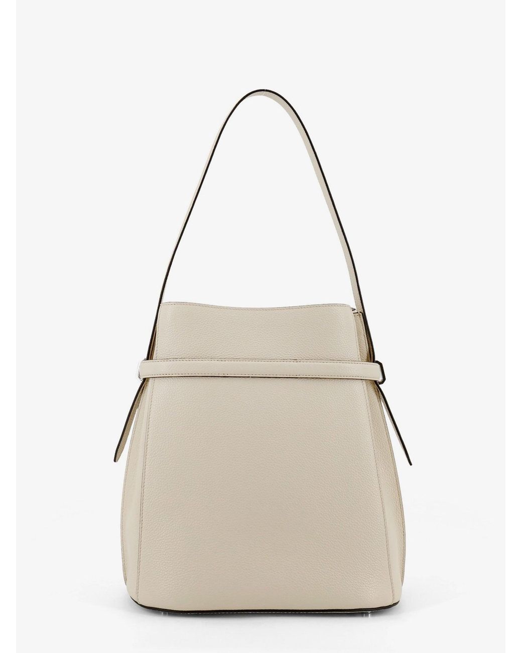 Totême Natural Hammered Leather Bucket Bag With Strap On The Front