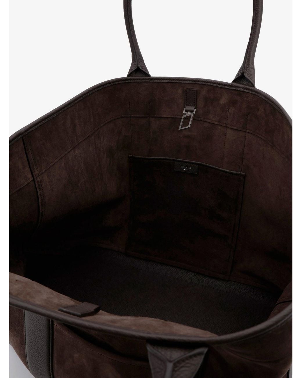 Tom Ford Brown Suede Shopping Bag With Logo Engraved On The Bottom for men