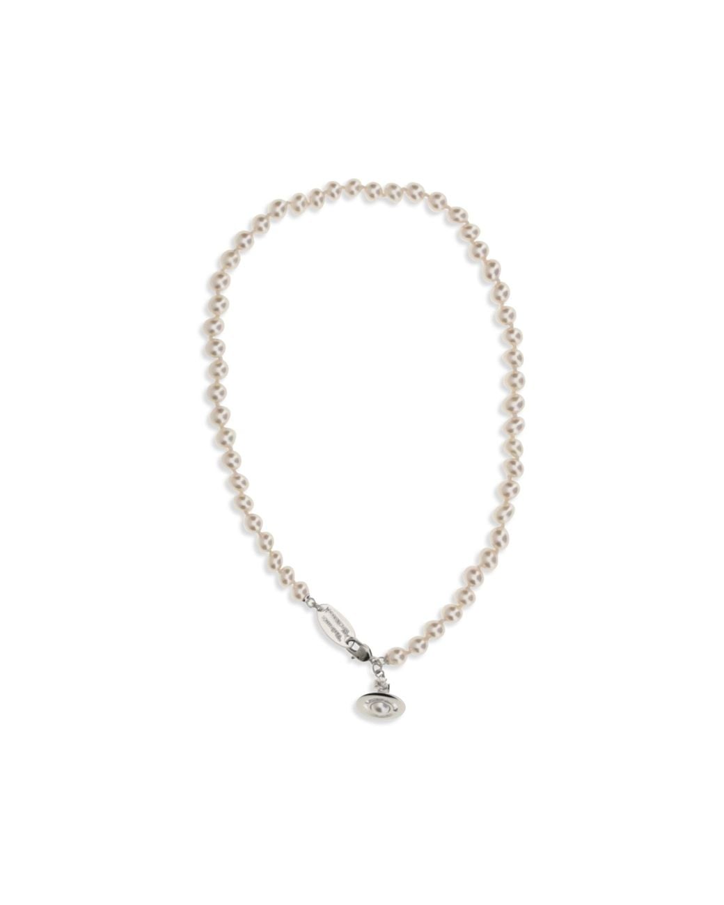 Vivienne Westwood White Simonetta Pearl Necklace Platinum/Creamrose