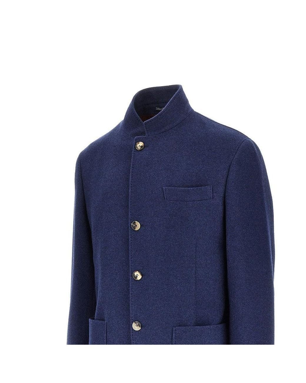Brunello Cucinelli Blue Cashmere Cloth Jacket for men