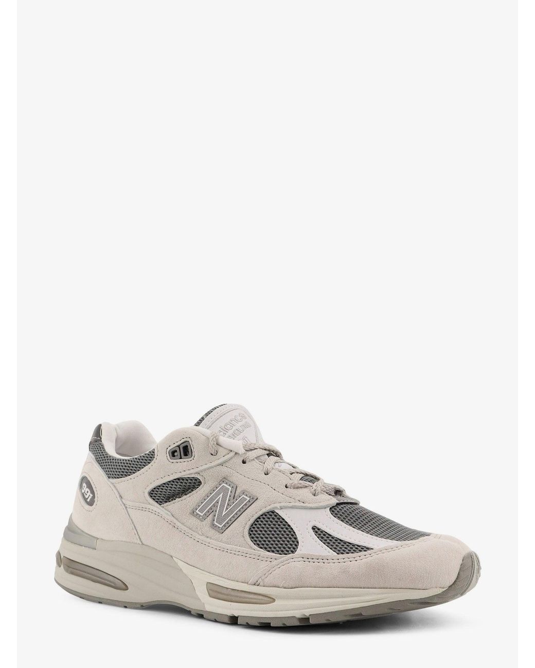 New Balance White 991 Mesh And Suede Low-Top Sneakers for men