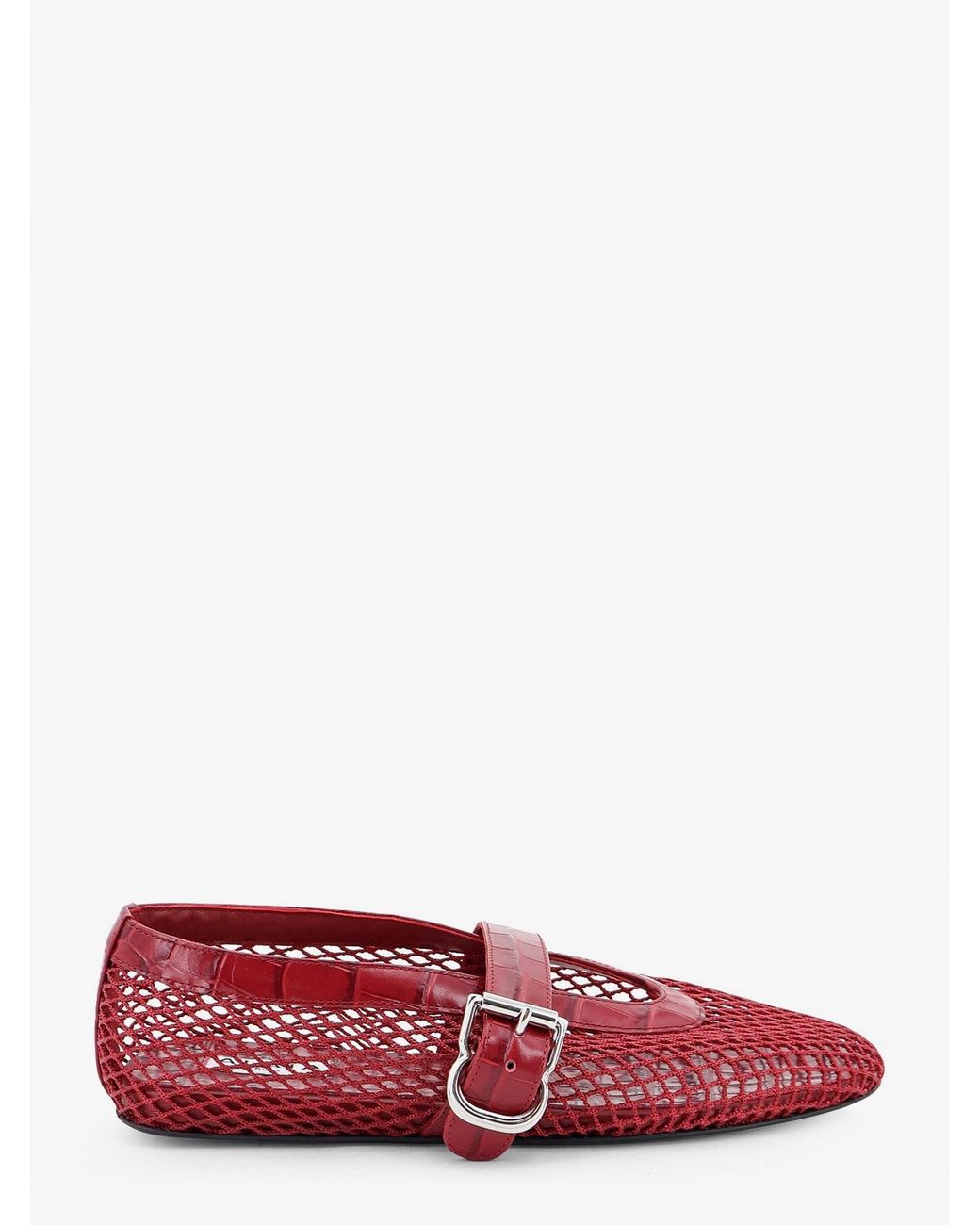 Alaïa Red Flat Leather Ballerinas