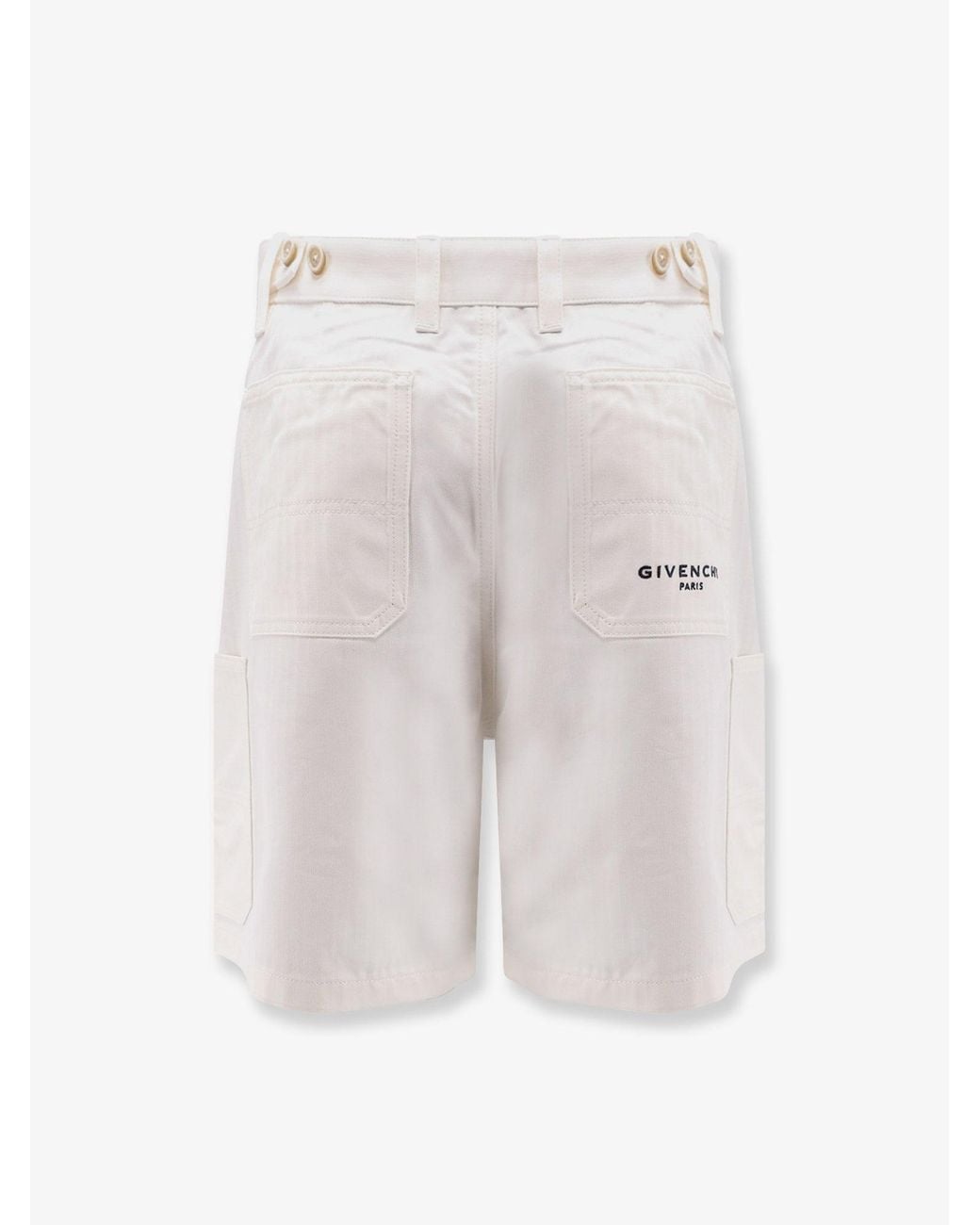Givenchy White Cotton Bermuda Shorts With Logo Embroidery for men