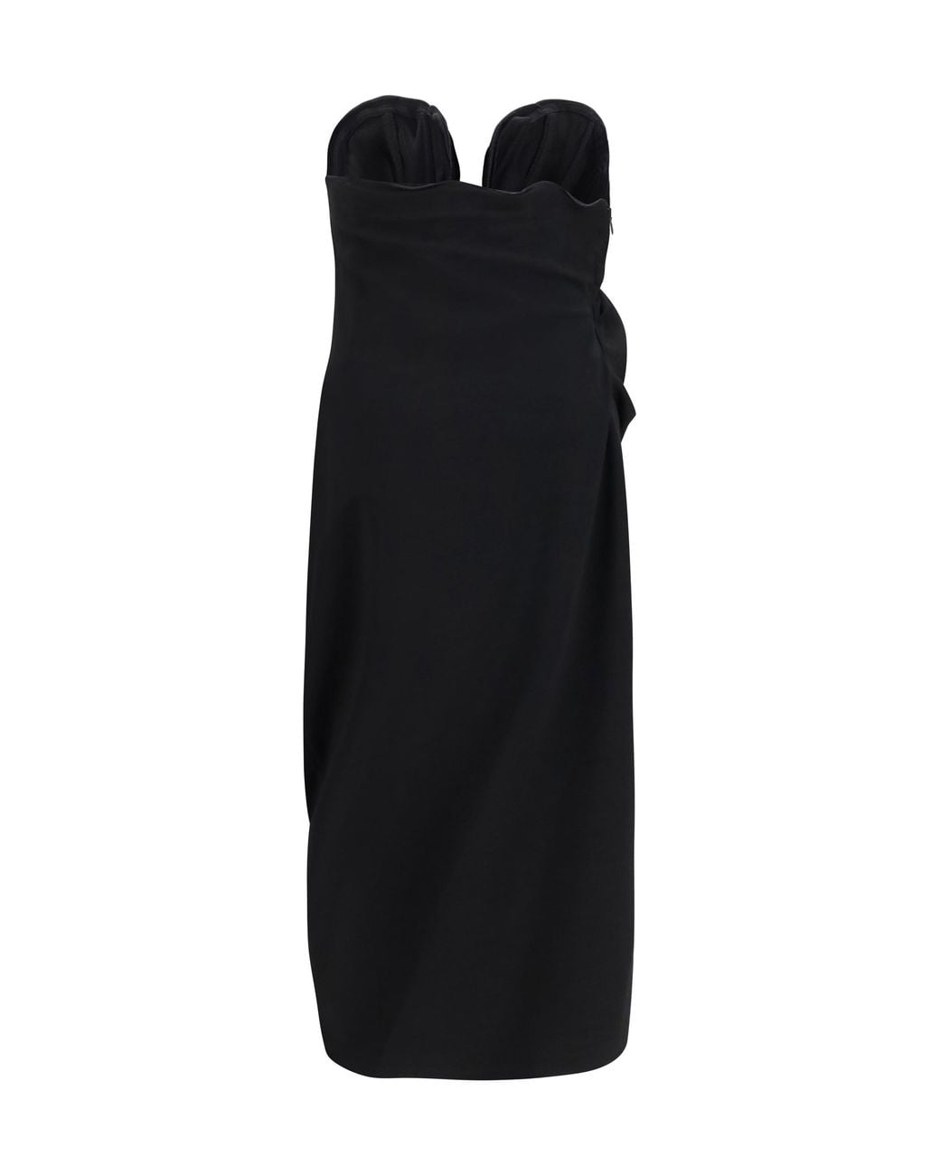 Magda Butrym Black Draped Dress With Sculptural Floral Details