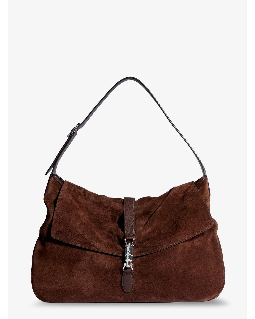 Gucci Brown Jackie Flap Suede Shoulder Bag for men
