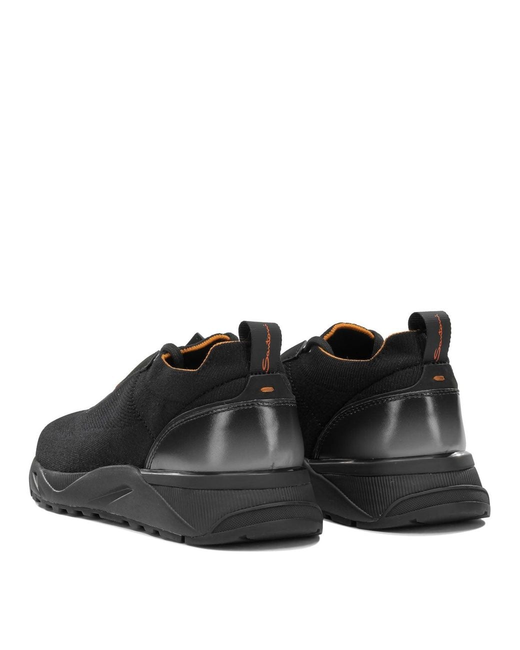Santoni Black Low-Top Sneakers Made Of Mesh And Leather for men