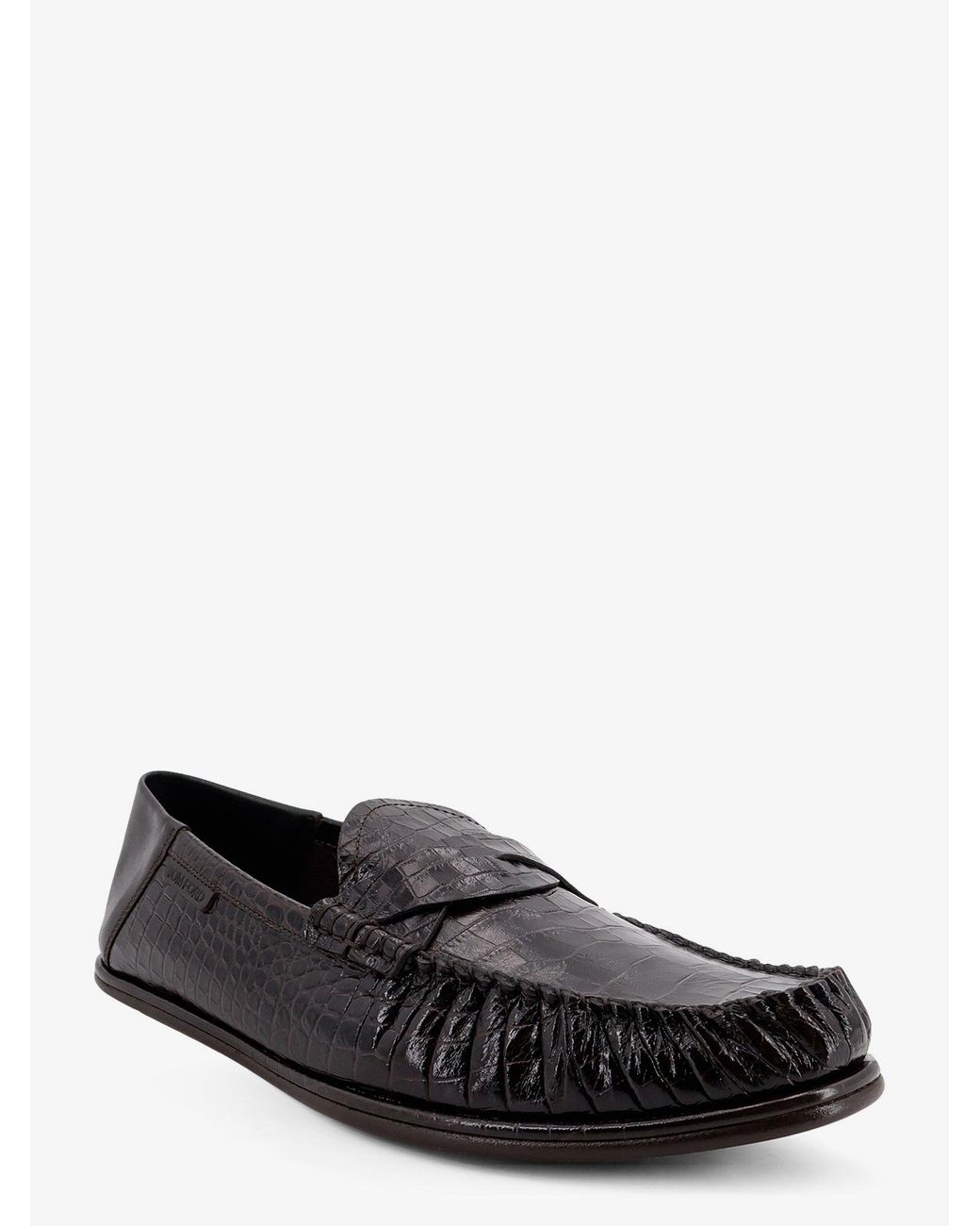 Tom Ford White Crocodile-Print Leather Loafers for men