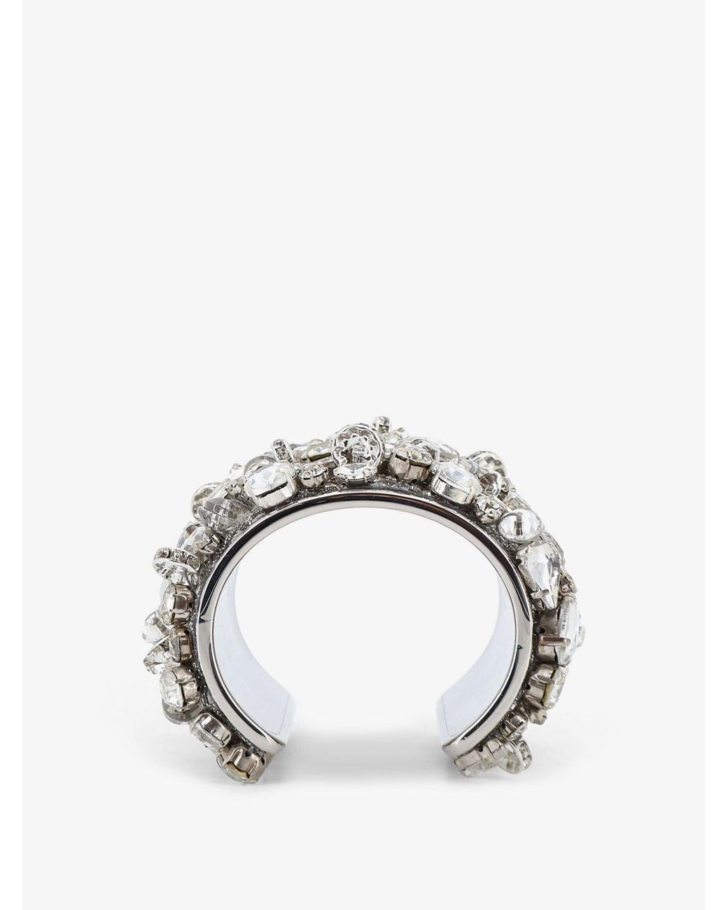 Dries Van Noten White Brass Bracelet With Crystals