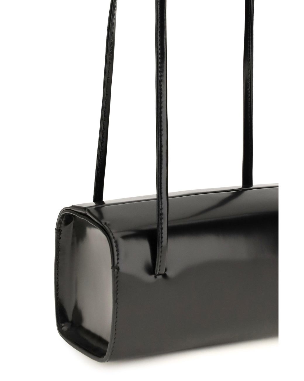 Faune White Mie Brushed Leather Shoulder Bag Noir