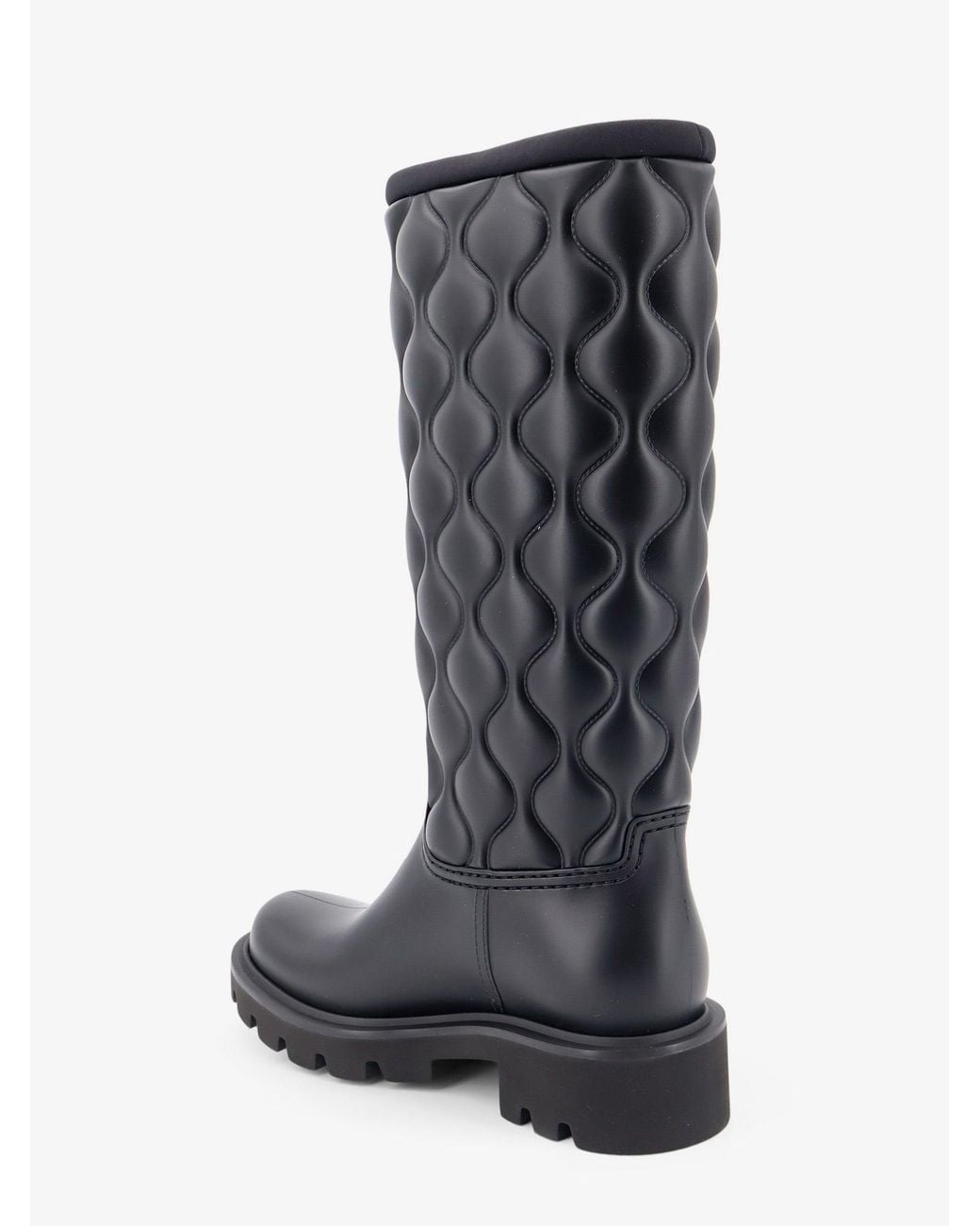 Moncler Black Kickstream Quilt Pvc And Neoprene Rain Boots