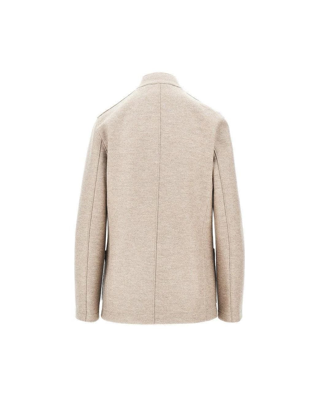 Harris Wharf London Natural Pressed Wool Nehru Jacket