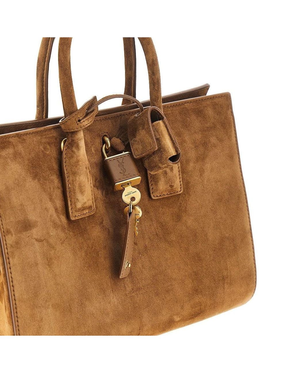 Saint Laurent Brown Small Sac De Jour Suede Leather Bag