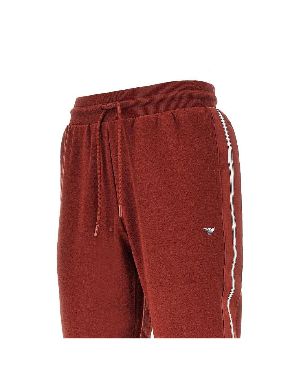 EA BODYWEAR Red French Terry Loungewear Pants for men