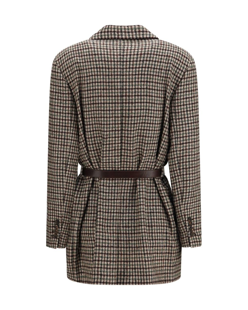 Brunello Cucinelli Gray Wool-Blend Blazer/Verde/Moro