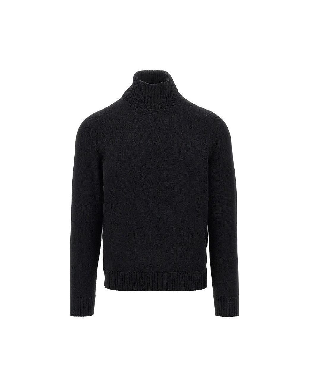 Drumohr Black Merino Wool Knitted Turtleneck for men
