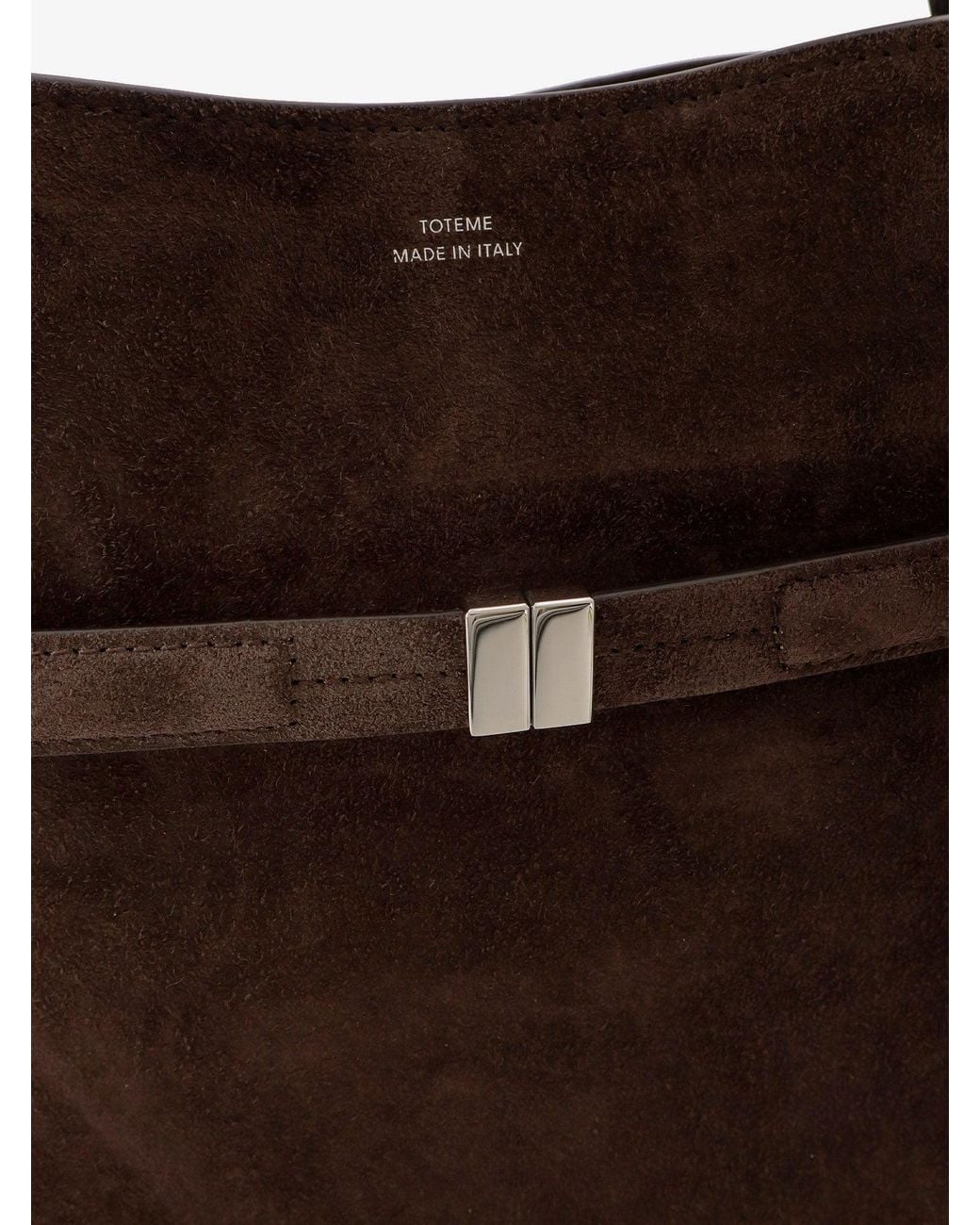 Totême Brown Suede Shoulder Bag With Metal Detail On The Front