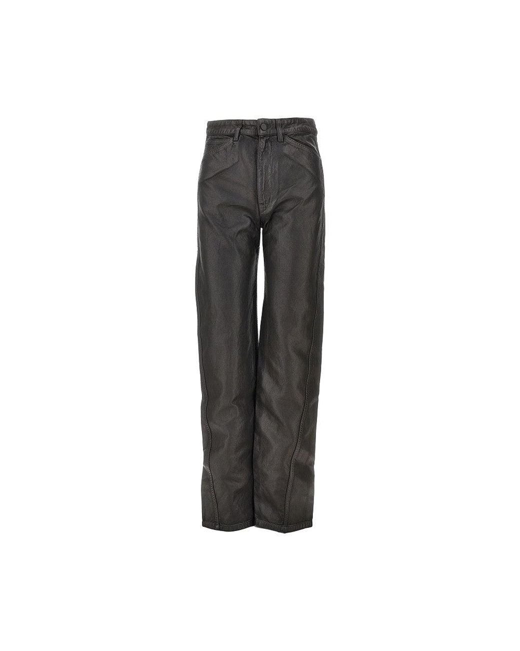 Lemaire Gray Coated Denim Twisted Pants