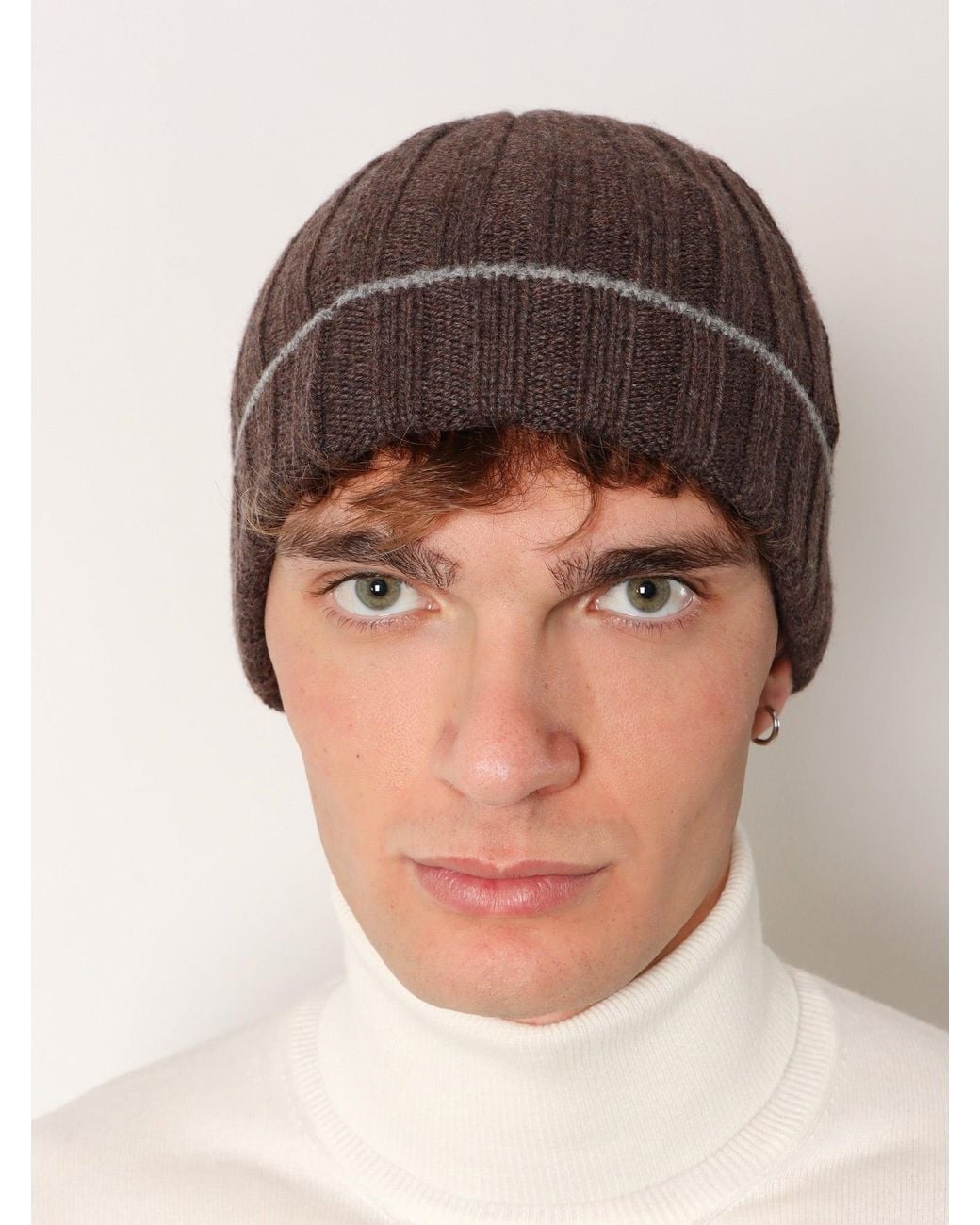 Brunello Cucinelli Brown Beanie Cashmere Hat for men