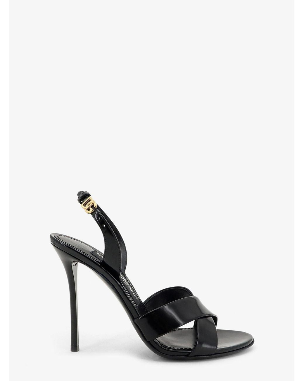 Dolce & Gabbana Black Keira Shiny Calfskin Leather Sandals
