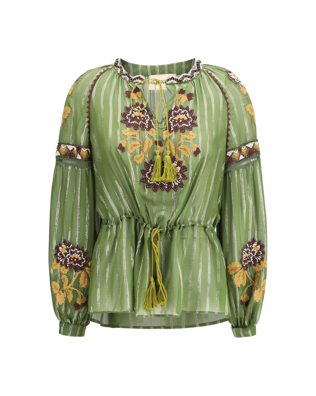Valentino Green Lurex Silk Shirt