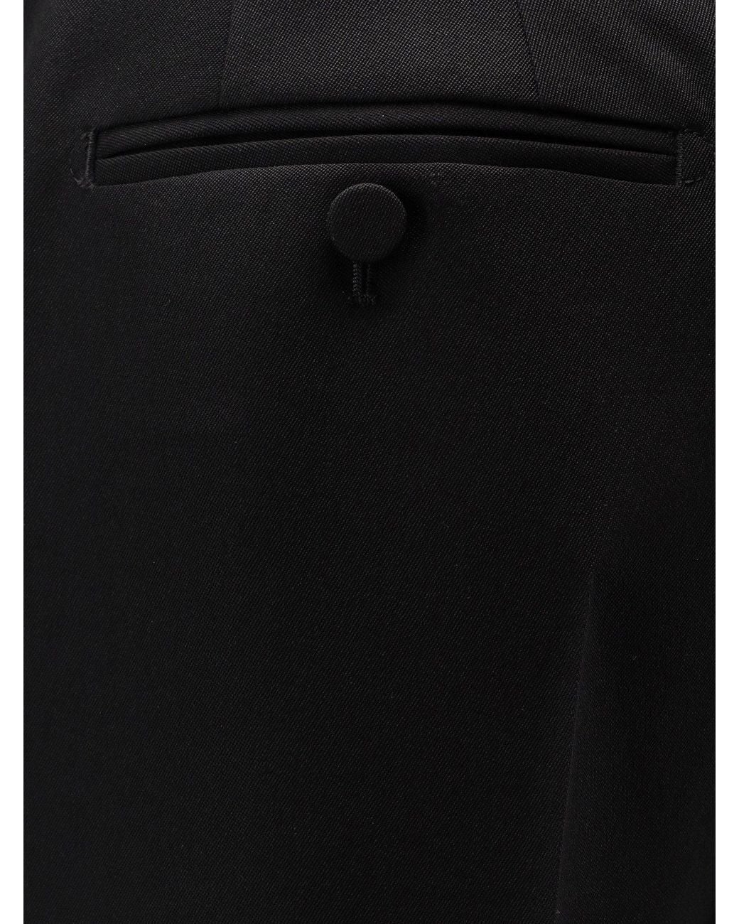 Tom Ford Black Sharp Wool Pants With Pleats