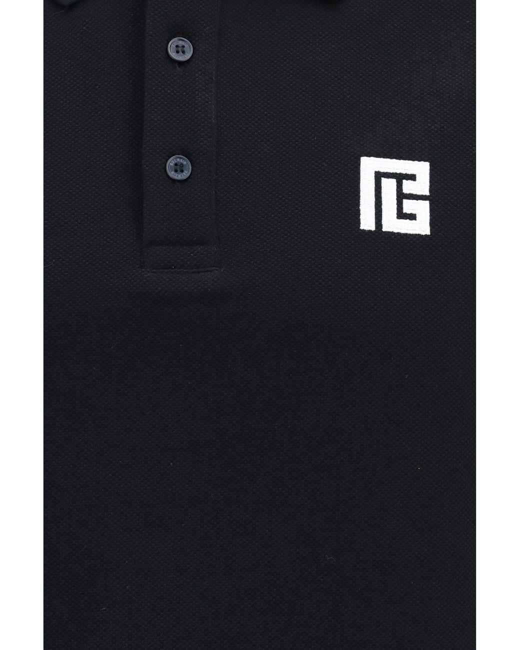 Balmain Black Polo Shirt Pb Embroidered for men