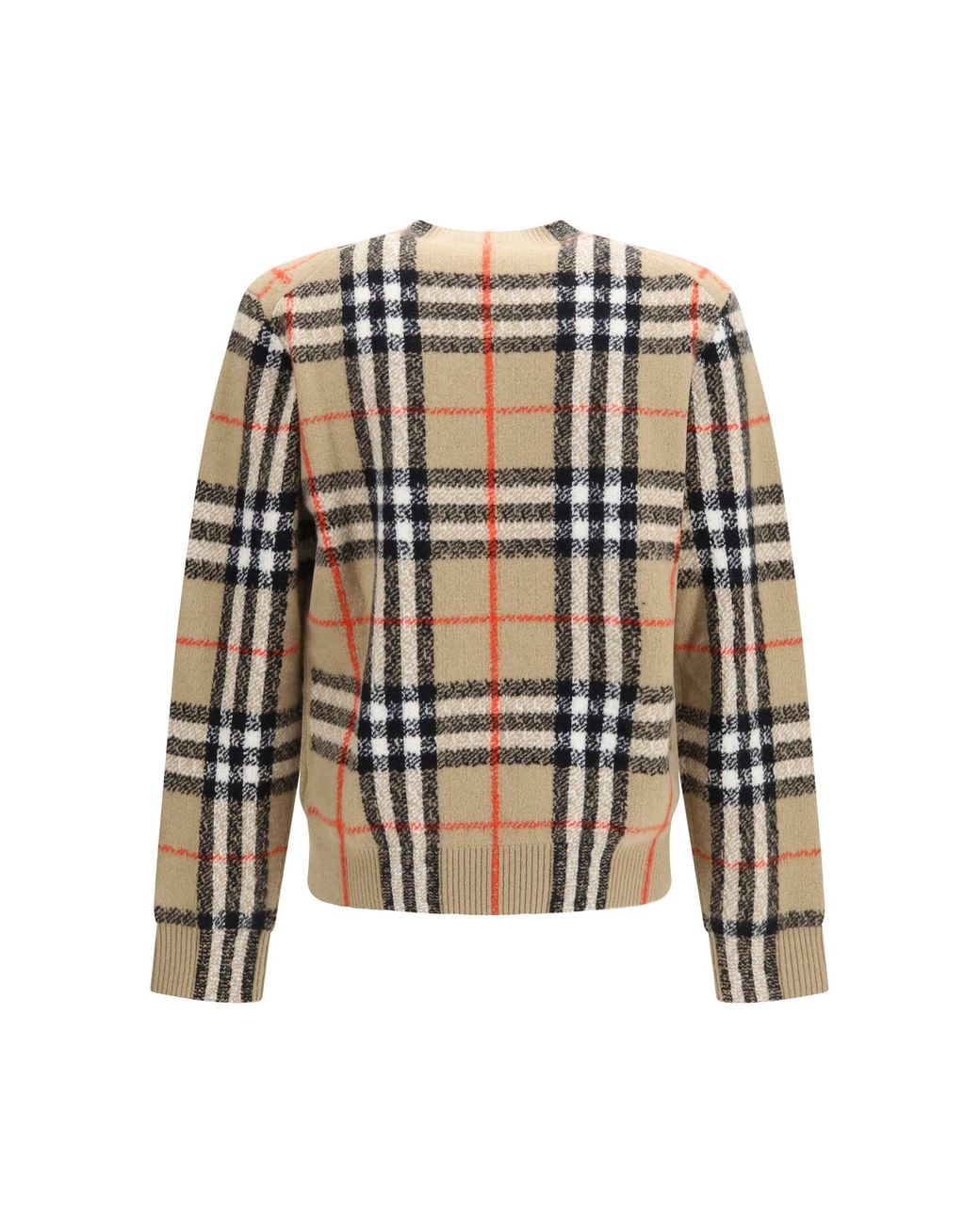Burberry White Check Cashmere Sweater Sand Ip Check for men
