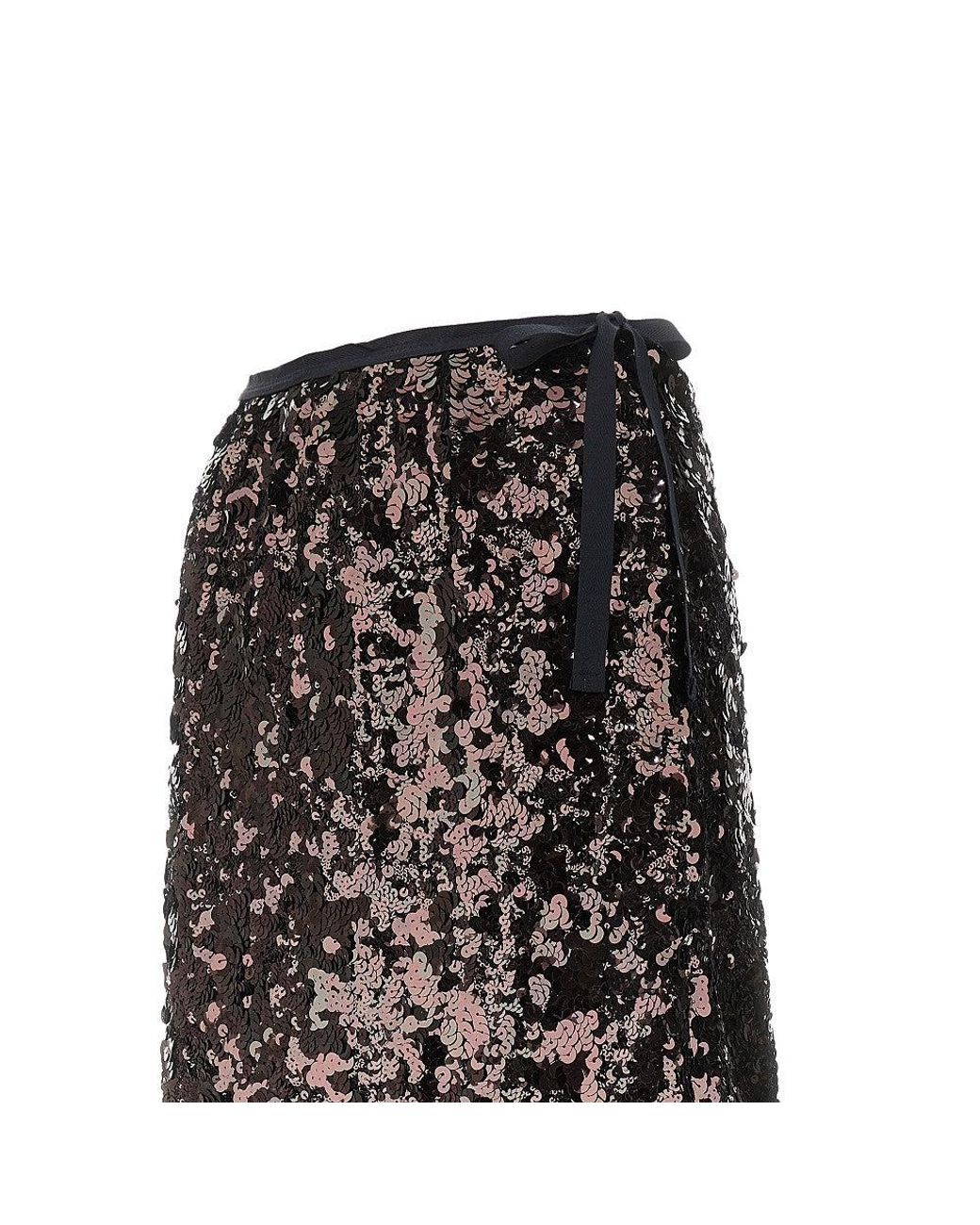 Prada Black Sequinned Midi Skirt