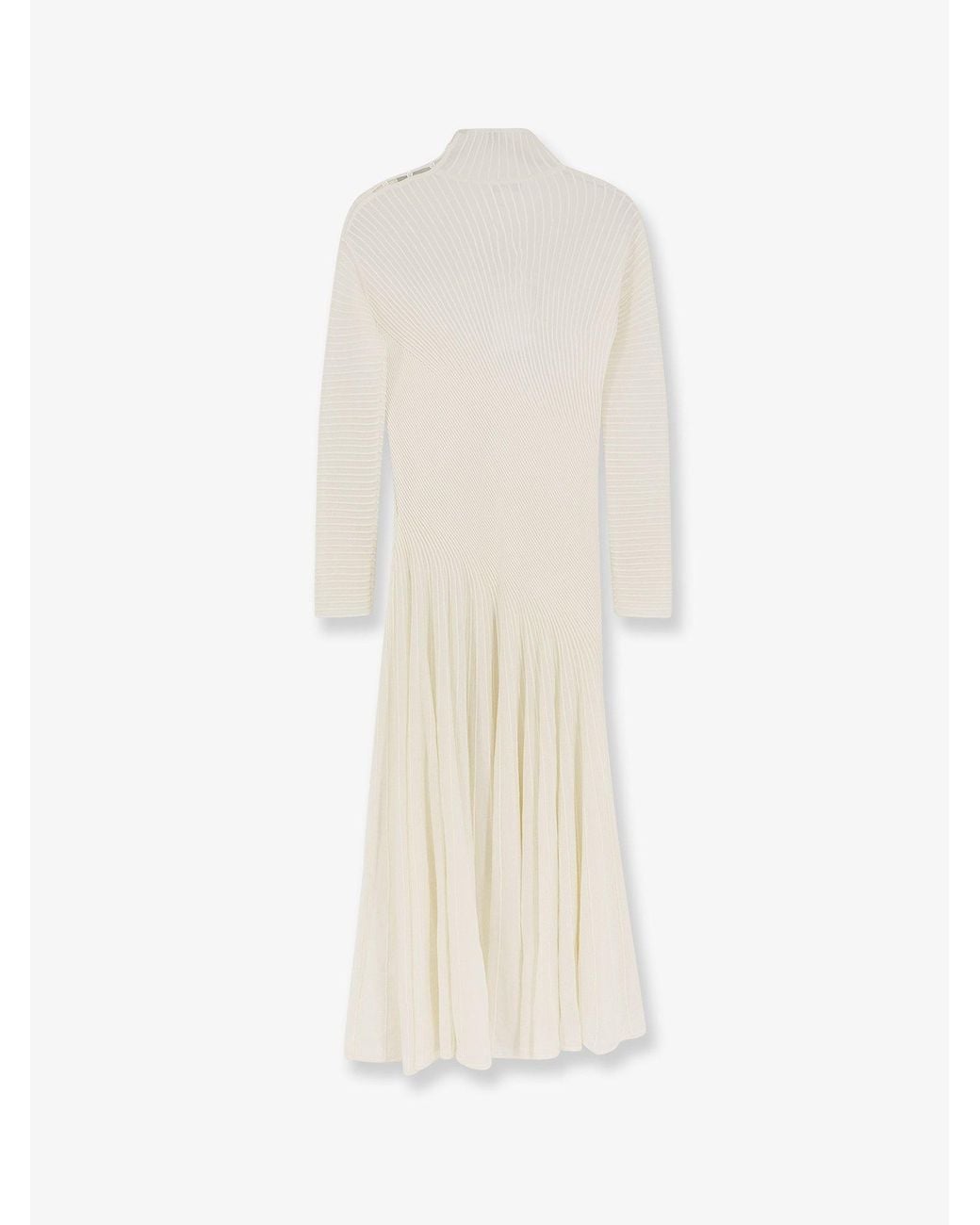 Alaïa White Long Wool Dress